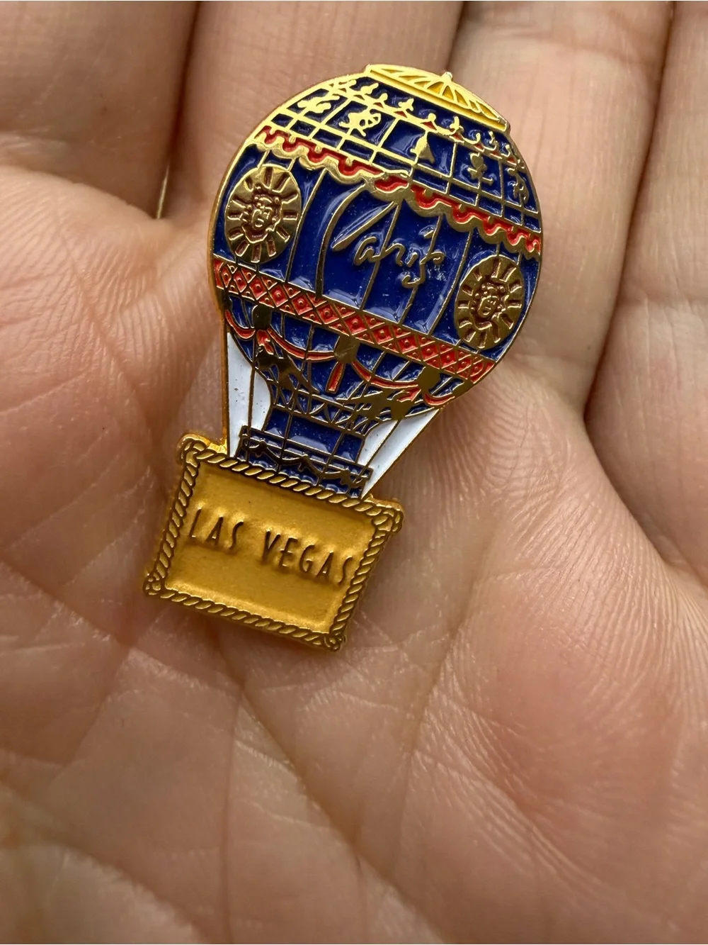 Las Vegas Hot Air Balloon Enamel Pin - Blue & Gold